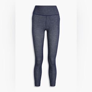 Cordova Stowe Cropped Ribbed Wool-blend Leggings NWT Navy Blue M/L